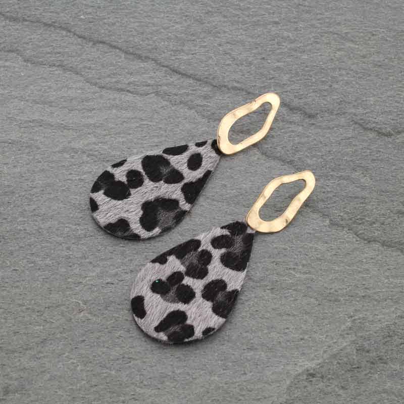 Leather Teardrop with Metal Post Earrings
