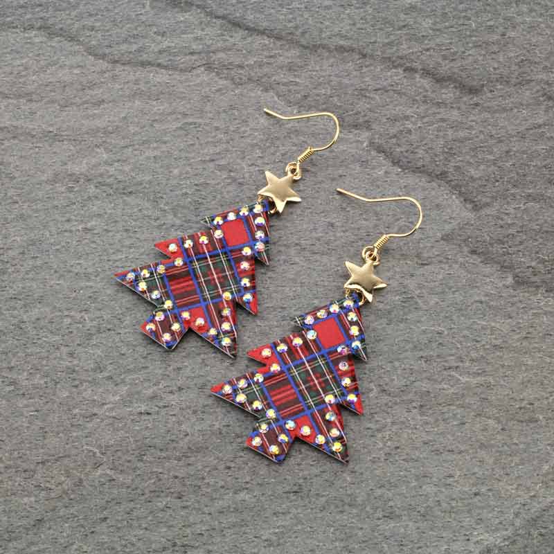 Christmas Tree Fish Hook Earrings