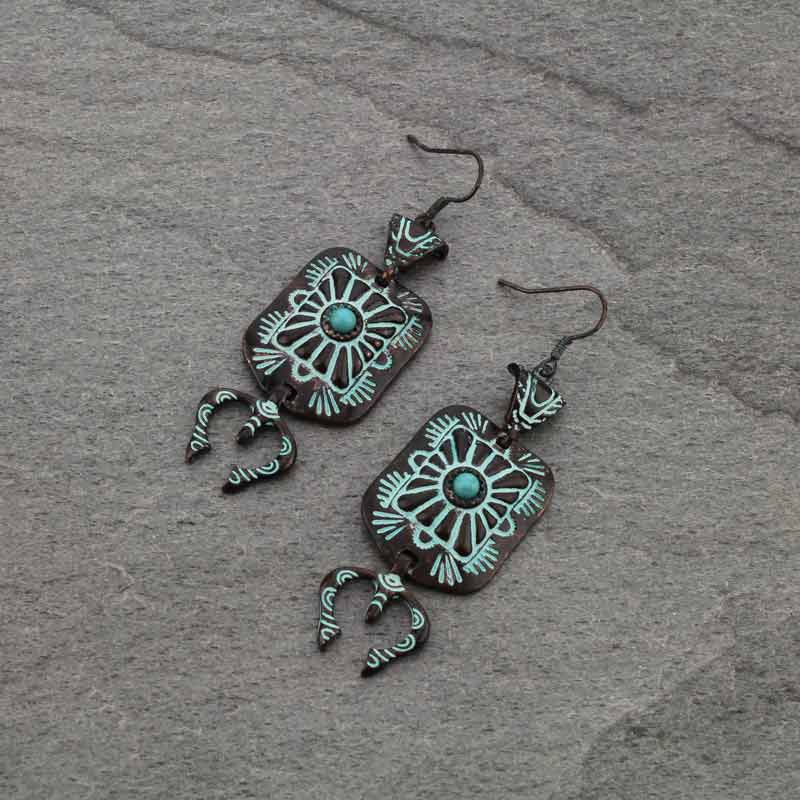 Western Concho Fish Hook Earrings
