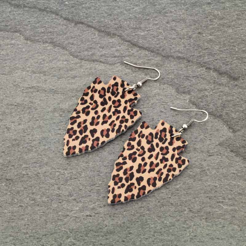 Navajo Style Arrowhead Wood Fish Hook Earrings