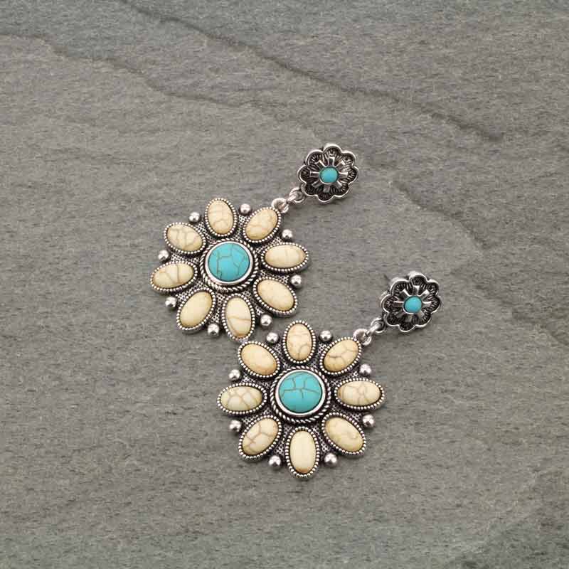 Western Stone Flower Post Earrings