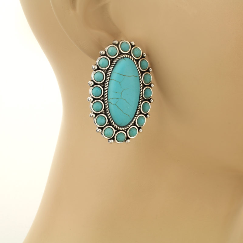 Western Stone Post Earrings - Image 2