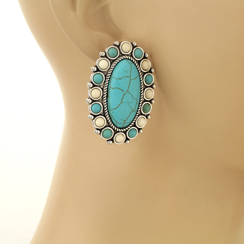 Western Stone Post Earrings - Image 2