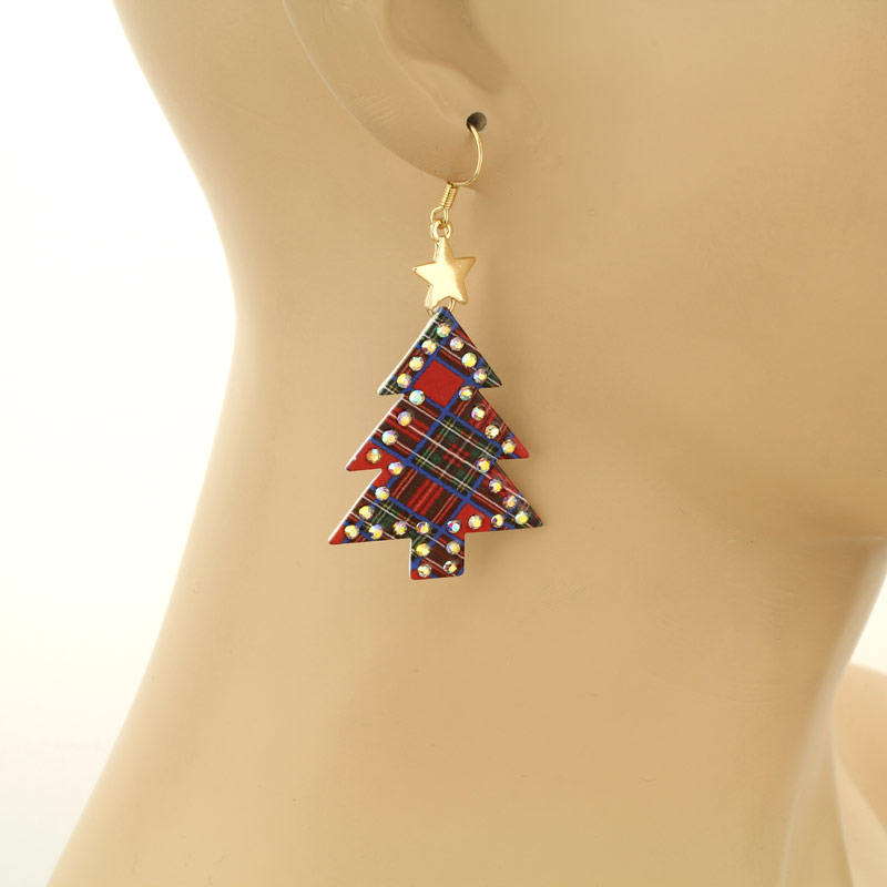 Christmas Tree Fish Hook Earrings - Image 2