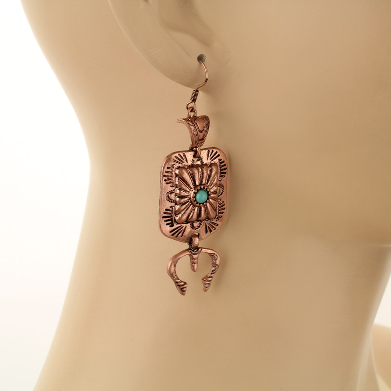 Western Concho Fish Hook Earrings - Image 2