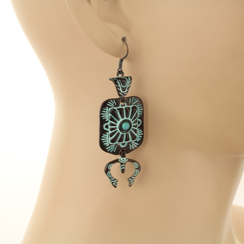 Western Concho Fish Hook Earrings - Image 2