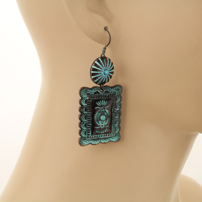 Western Concho Fish Hook Earrings - Image 2