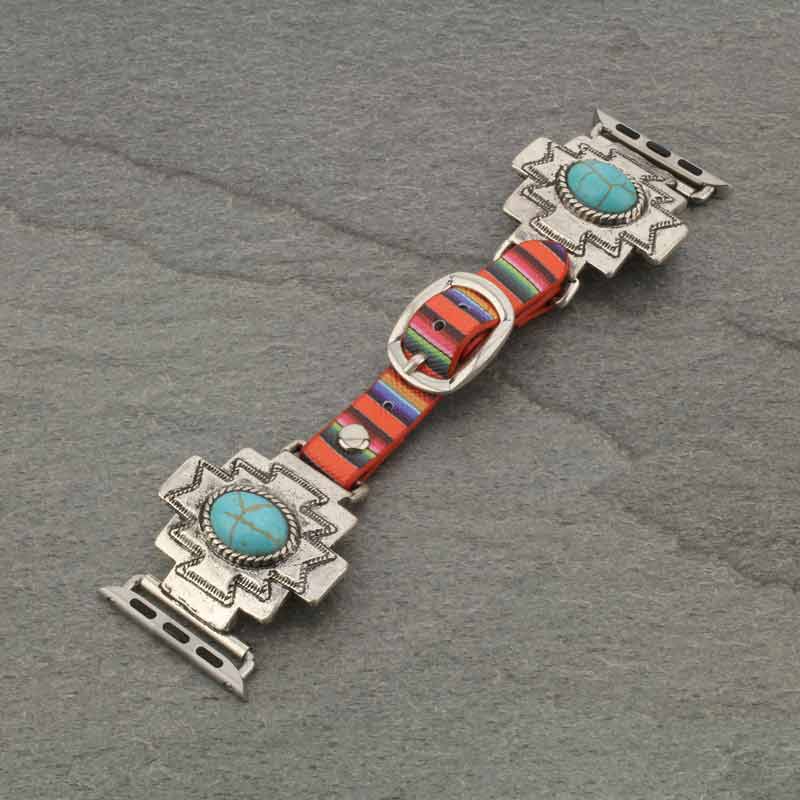 Large Western Aztec Apple Watch Leather Band