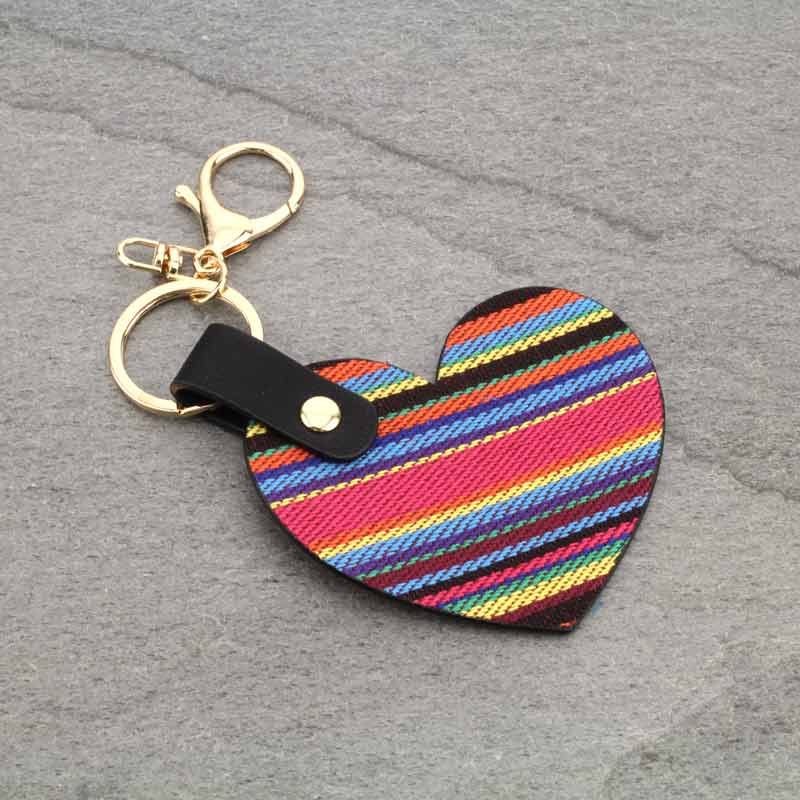 Western Serape Printed Heart Key Chain
