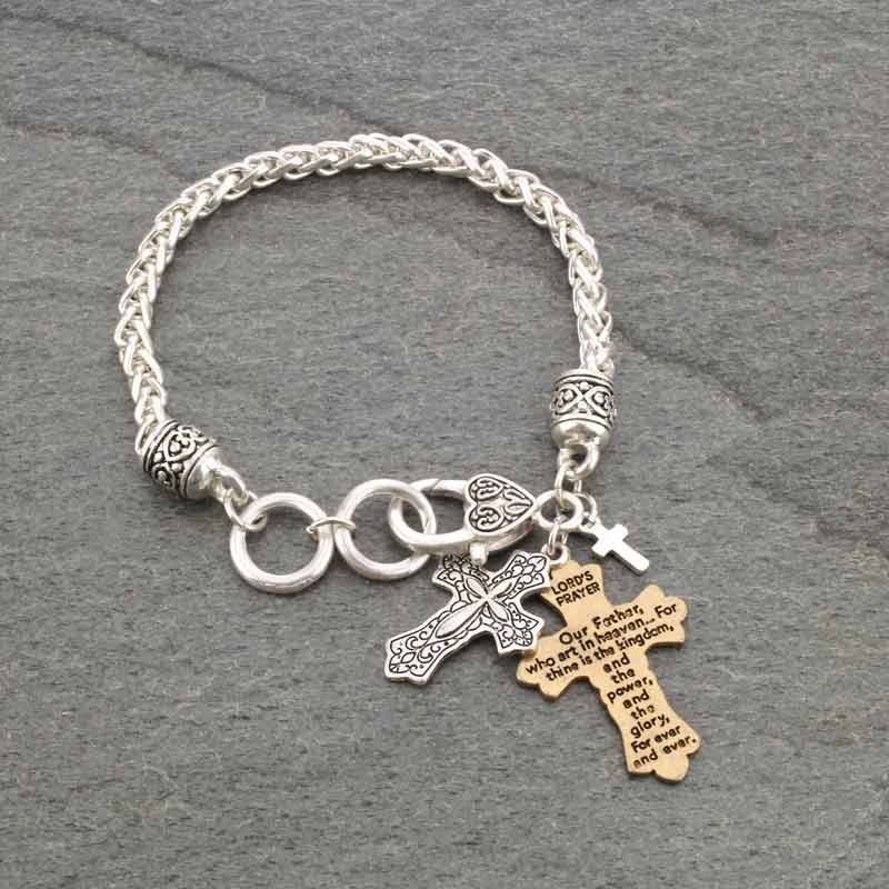 Inspiration "Lord's Prayer" Cross Toggle Bracelet