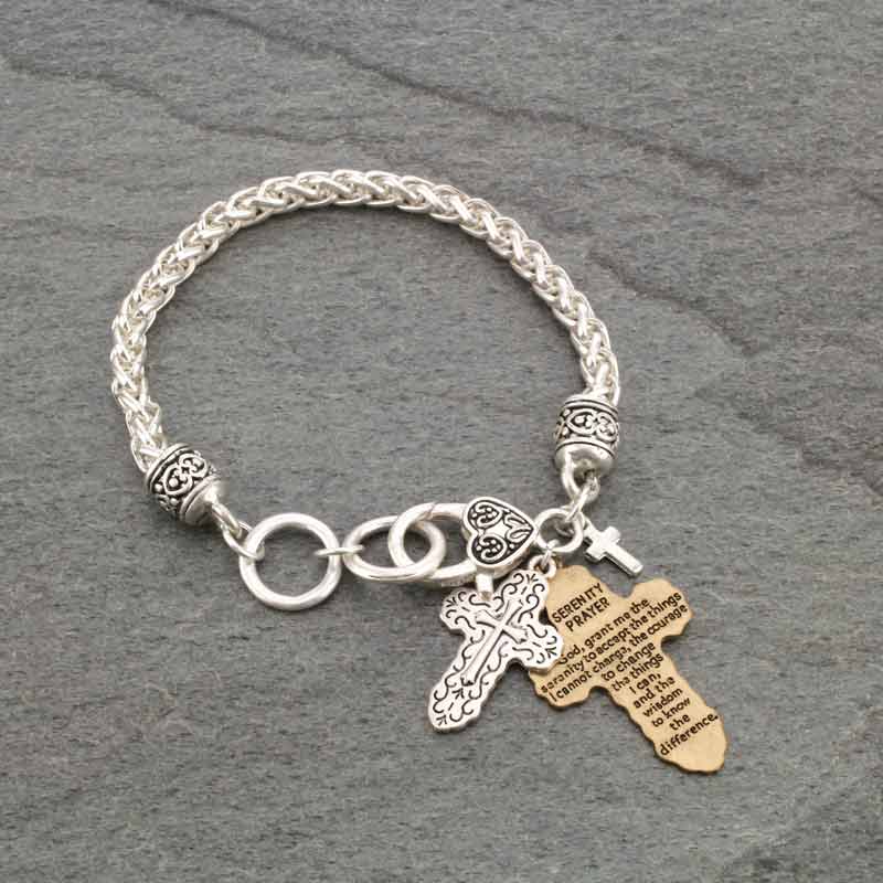 Inspiration "Serenity Prayer" Cross Toggle Bracelet