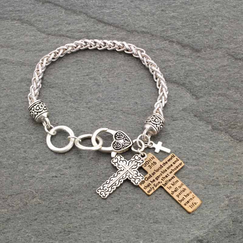Inspiration "John 3:16" Cross Toggle Bracelet
