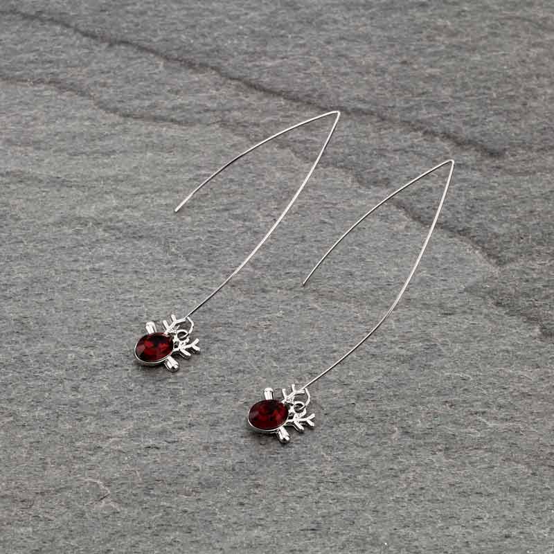 Metal Glass Christmas Earrings
