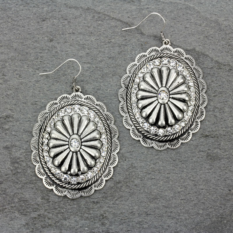 Western Concho Fish Hook Earrings