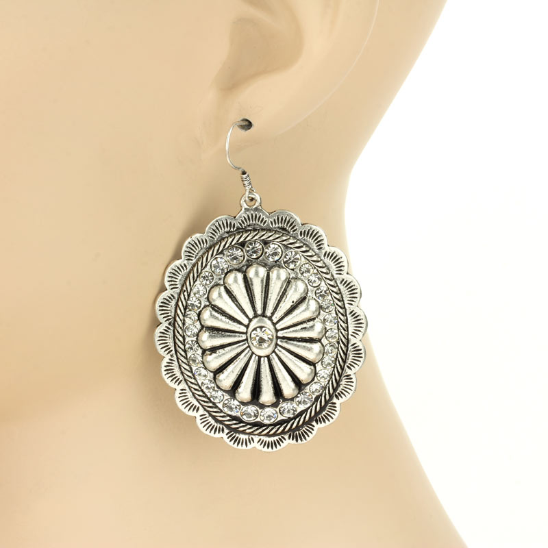 Western Concho Fish Hook Earrings - Image 2