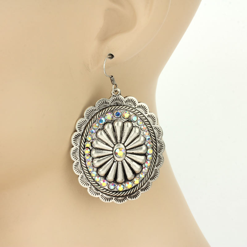 Western Concho Fish Hook Earrings - Image 2