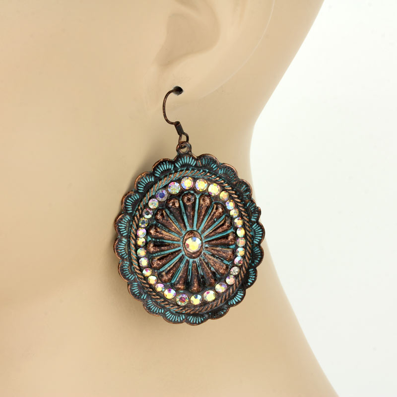 Western Concho Fish Hook Earrings - Image 2