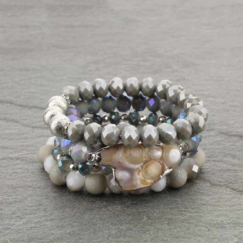 Set of 4 Baroque Pearl Stretch Bracelet