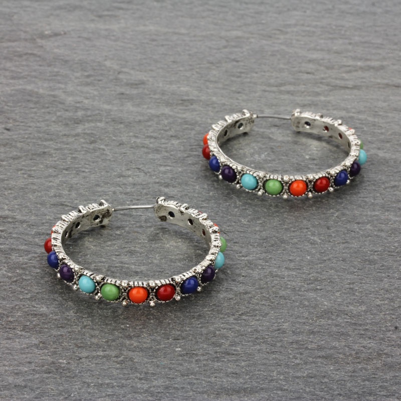 1.5" Navajo Style Texture Hoop Earrings