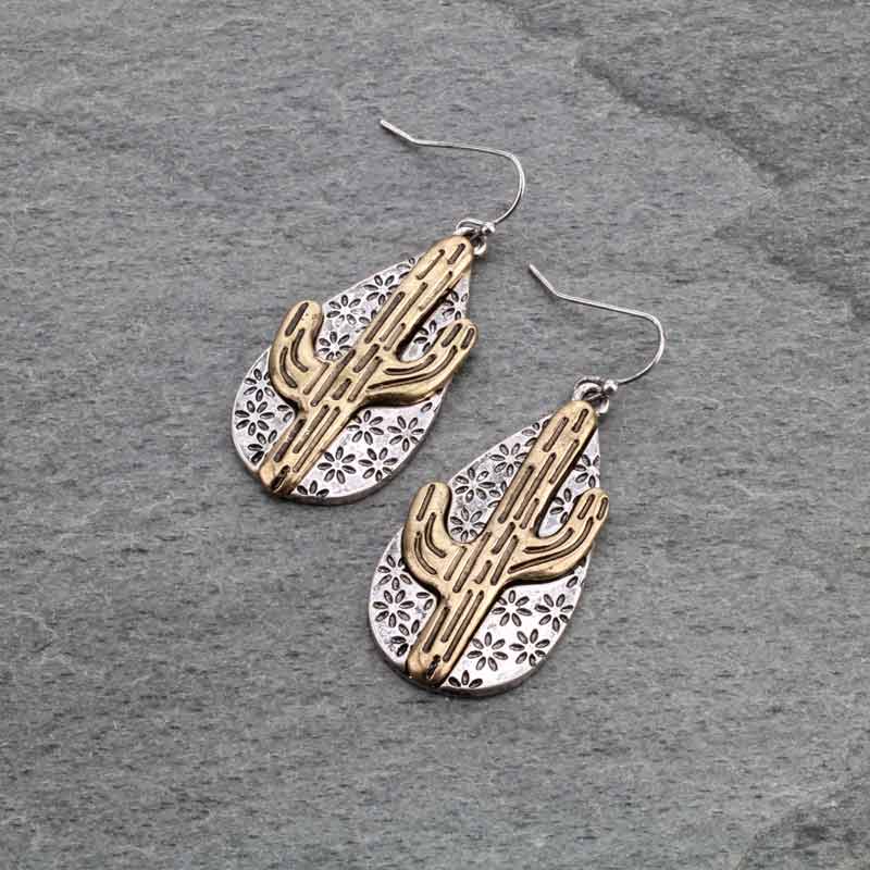 Western Cactus Fish Hook Earrings