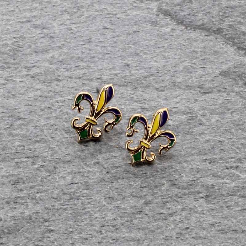 Fleur De Lis "Mardi Gras" Earrings - Image 2