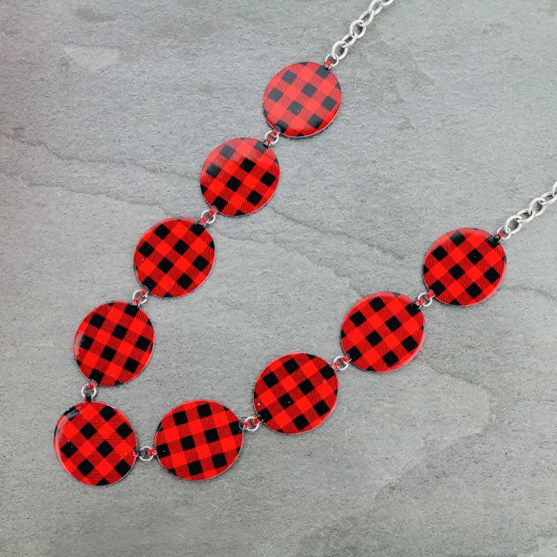 Plaid Printed Casting Necklace