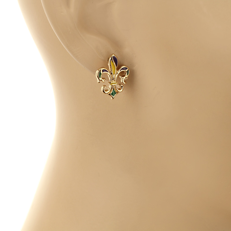 Fleur De Lis "Mardi Gras" Earrings - Image 3