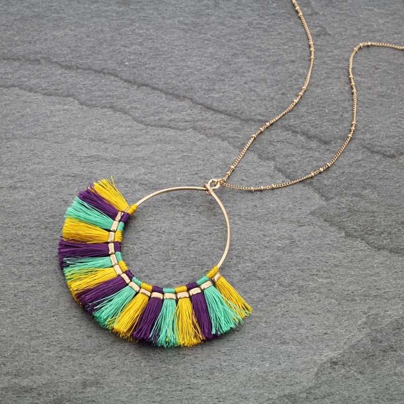 Mardi Gras Wire Tassel Necklace - Image 3