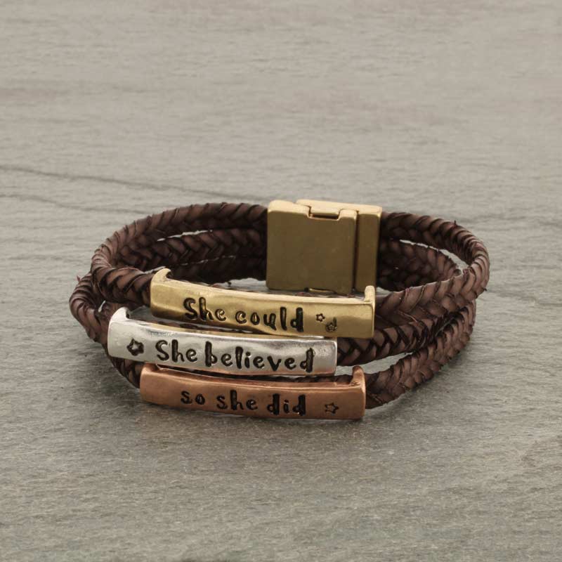 Inspiration with Leather Magnetic Bracelet