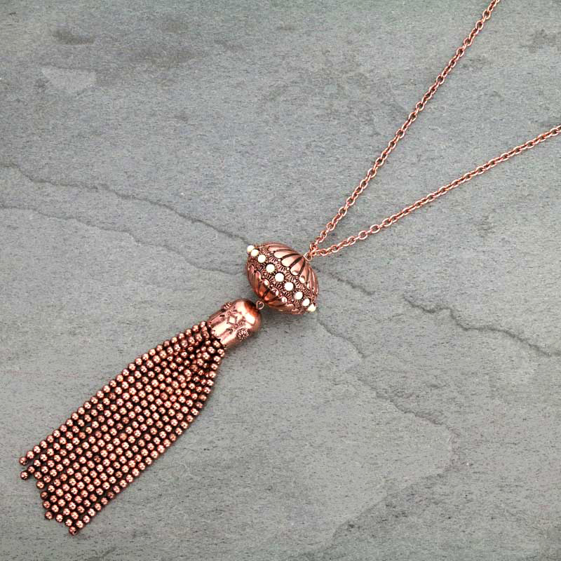 Western Single Squash Blossom Bead Tassel Necklace