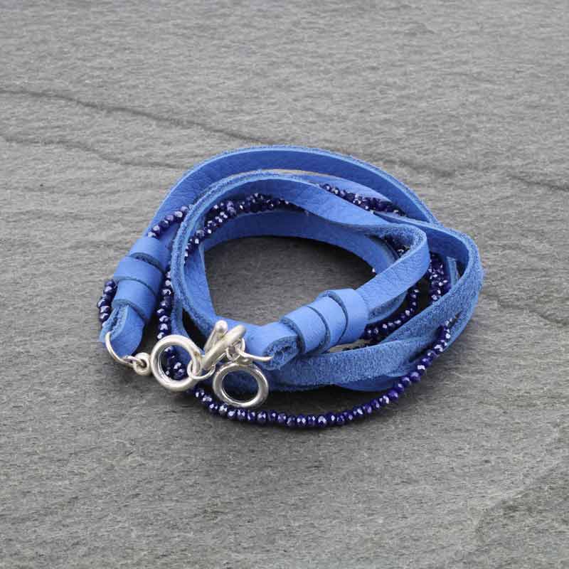 Genuine Leather with Glass Bead Toggle Bracelet - Image 3