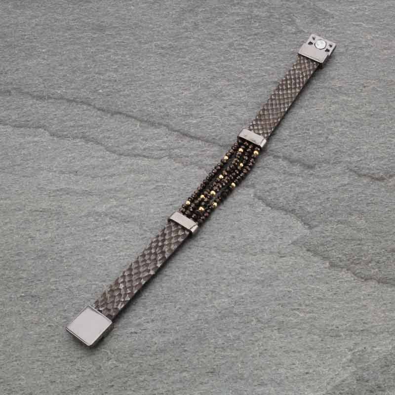 Glass Bead Leather Magnetic Bracelet - Image 3