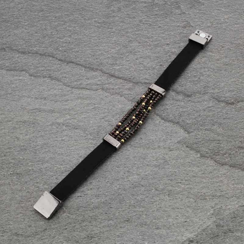 Glass Bead Leather Magnetic Bracelet - Image 4