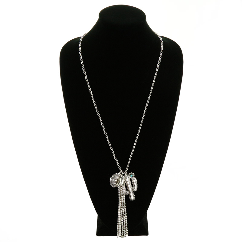 Western Cactus Bead Tassel Necklace - Image 2