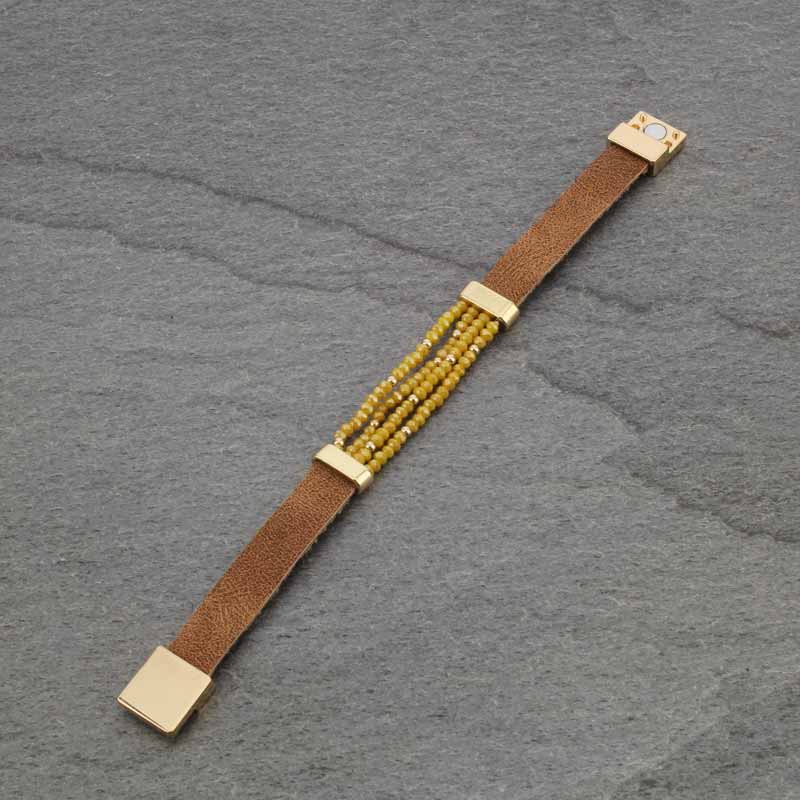 Glass Bead Leather Magnetic Bracelet - Image 4