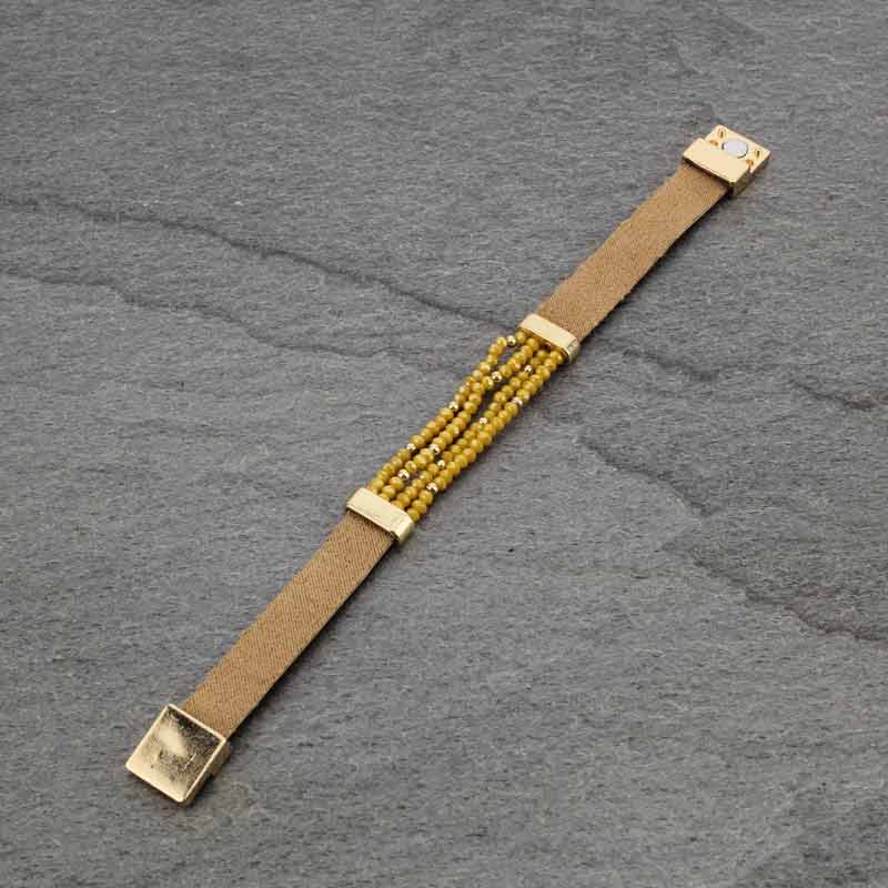 Glass Bead Leather Magnetic Bracelet - Image 3