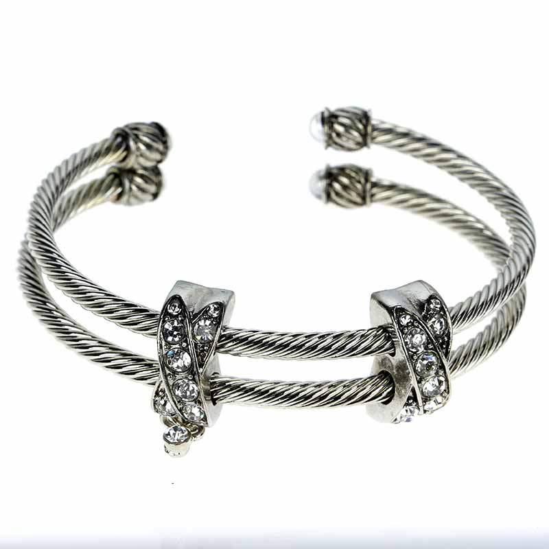 Fashion Metal Twisted Duble Cable Cuff Bracelet
