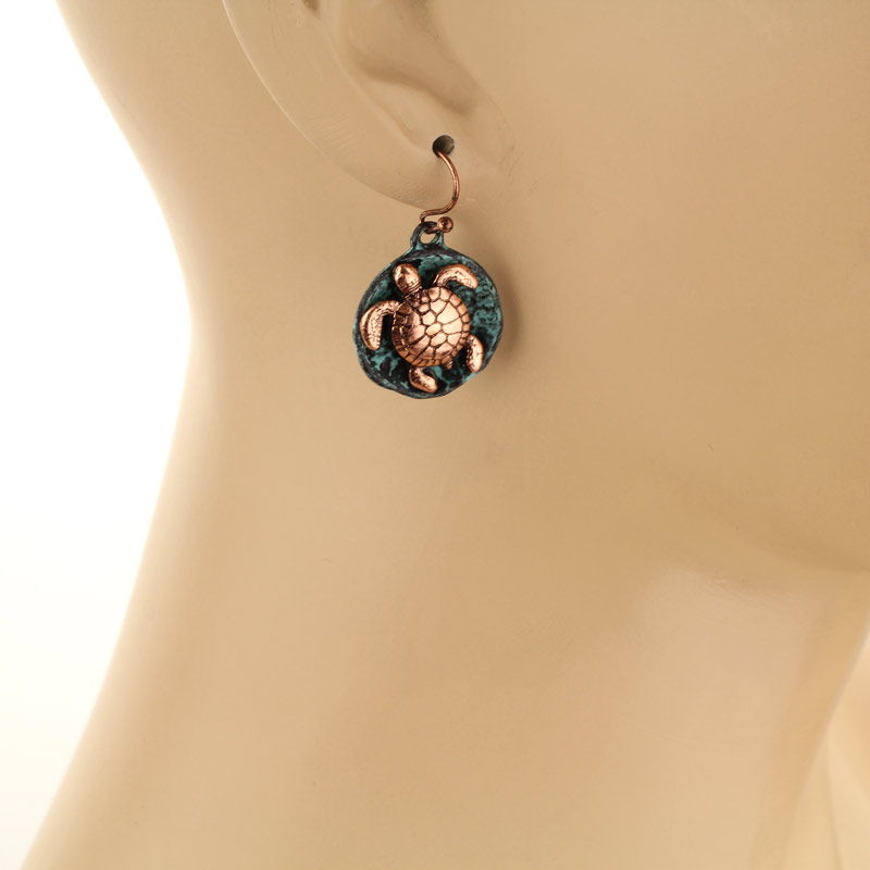 Western Sea Life Turtle Fish Hook Earrings - Image 2