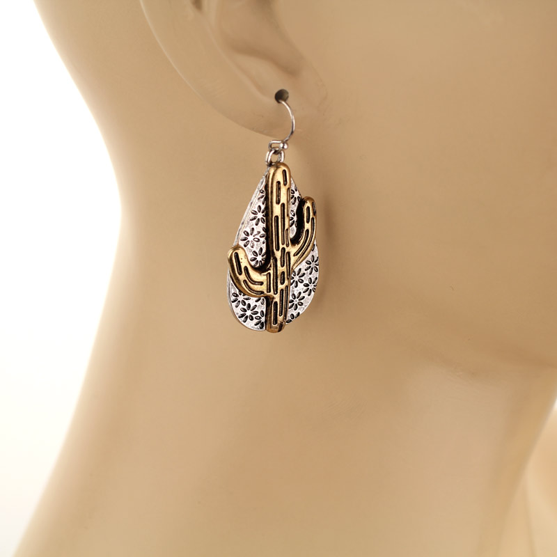 Western Cactus Fish Hook Earrings - Image 2