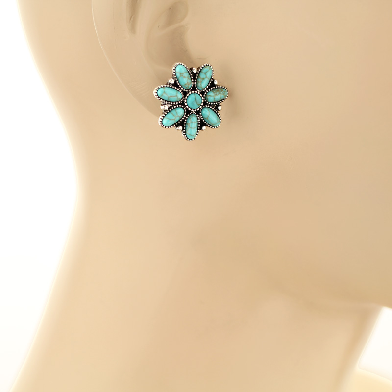 3 Pair Western Turquoise Earring Set - Image 4