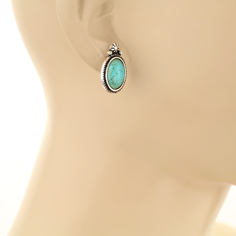 3 Pair Western Turquoise Earring Set - Image 3