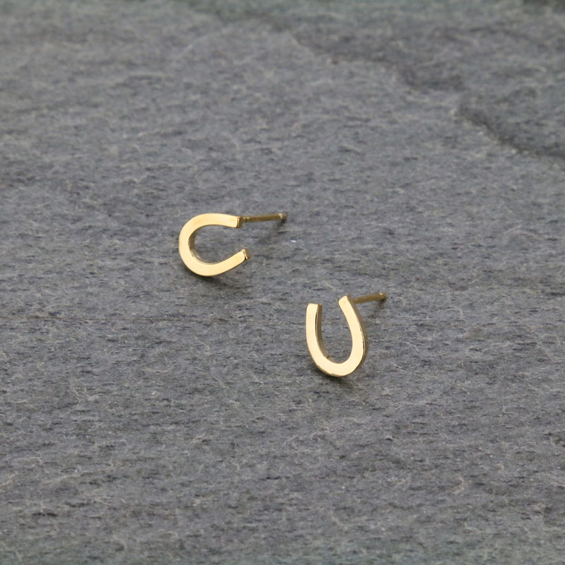 Fashion Brass Horseshoe Post Earrings