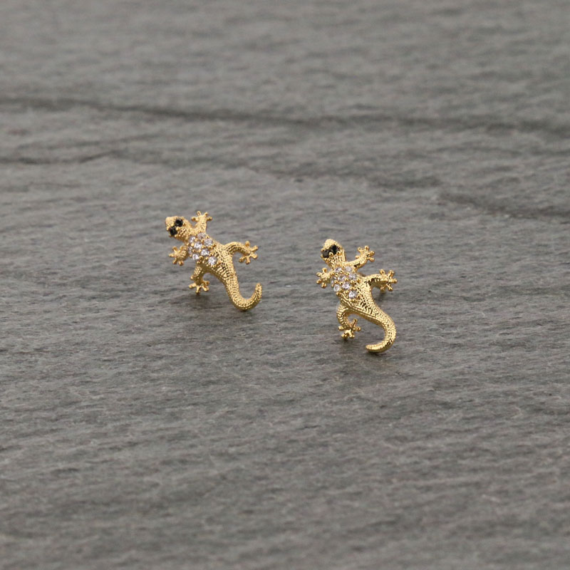 Cubic Zirconia Lizard Post Earrings