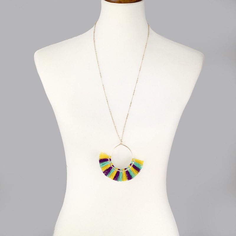 Mardi Gras Wire Tassel Necklace - Image 2