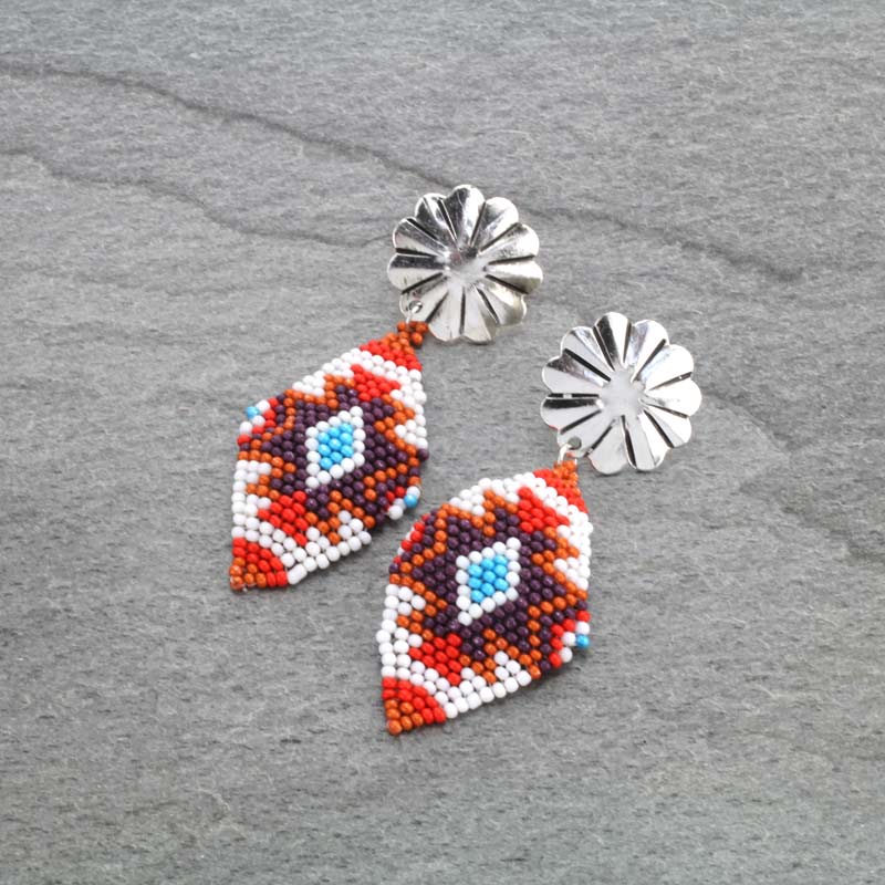 Seed Bead Navajo Style Design Post Earrings