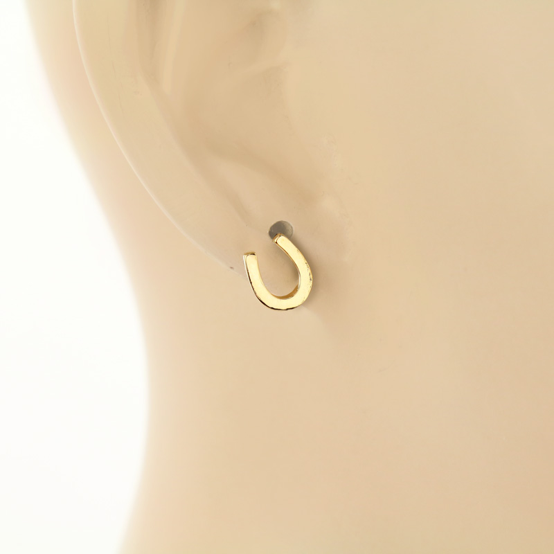 Fashion Brass Horseshoe Post Earrings - Image 2