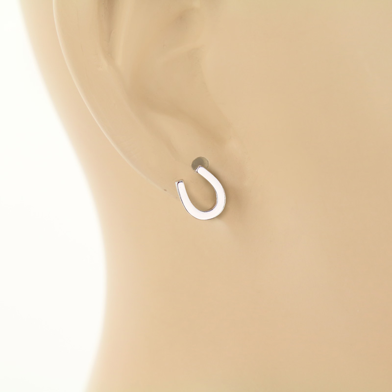 Fashion Brass Horseshoe Post Earrings - Image 2