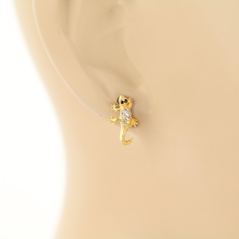Cubic Zirconia Lizard Post Earrings - Image 2