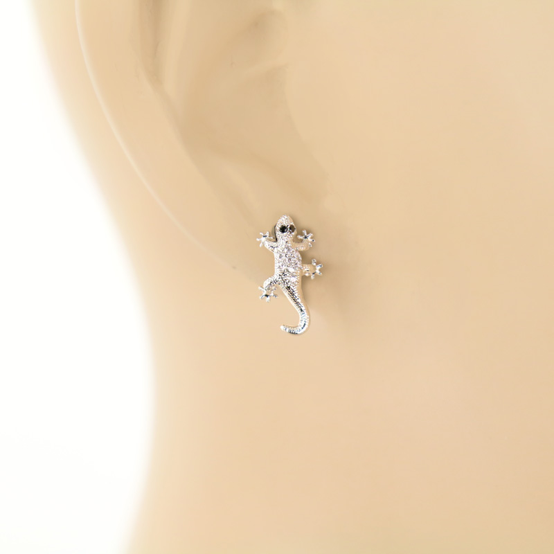 Cubic Zirconia Lizard Post Earrings - Image 2