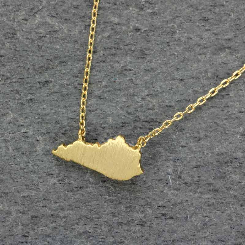 Brass "KENTUCKY" Map Pendant Necklace